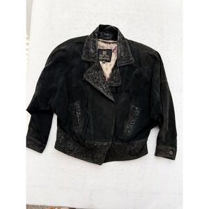 Vintage Byrnes &‎ Baker Women Black Leather Motorcycle Suede Jacket Size M